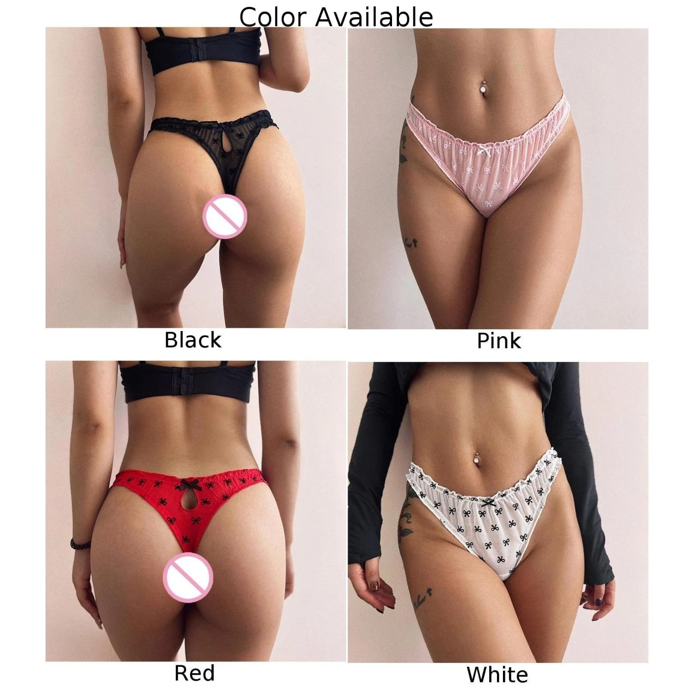 ملابس داخلية خريفية لقضاء العطلات، ثونغ منخفض الخصر، مرونة متوسطة، طول منتظم، متوفر باللون الأبيض والوردي والأحمر والأسود #5