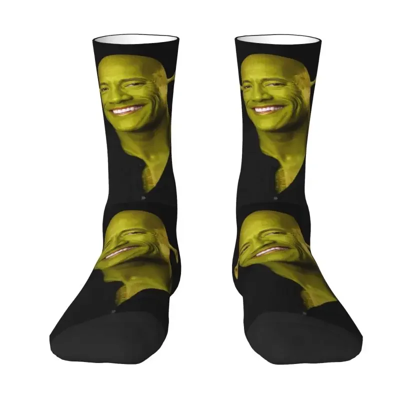 

Dwayne The Shrok Johnson Men Male Women Crazy Crew Socks The Rock Muscle Man Spring Summer Autumn Winter Happy Funny Dress Socks