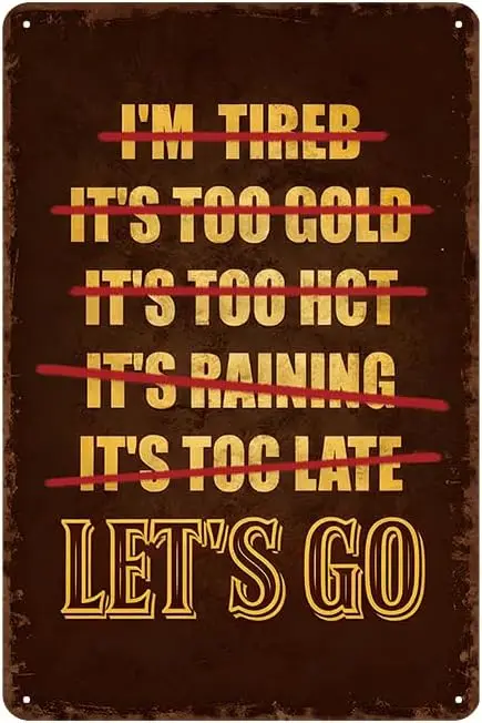 Vintage No Excuses Let'S Go Metal Tin Sign Fitness Poster Retro Wall Decor For Home Room Bedroom Office Decor --Tin Sign