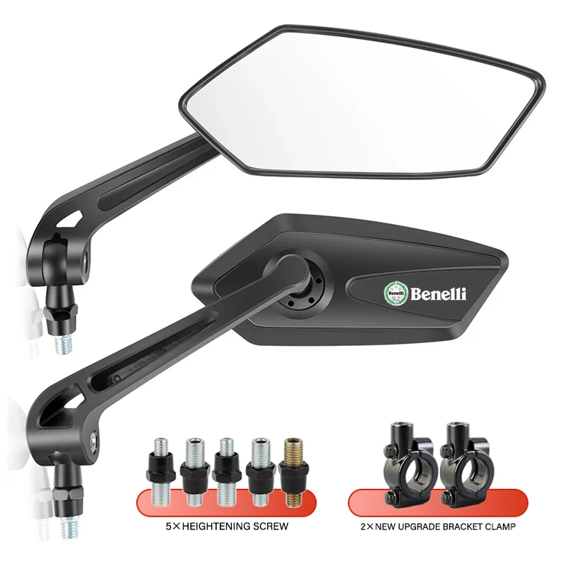 For Benelli TRK 502 Leoncino 500 BJ500 250 Leoncino250 Motorcycle Handlebar Mirror Folding Black Wide-angle Convex Rearview