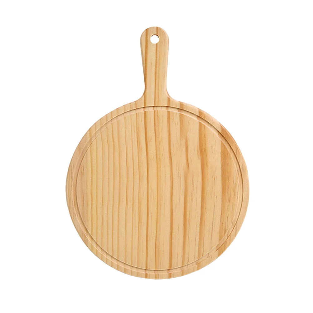 

Wooden Pizza board Round with Hand Pizza Pan Baking Tray Pizza Stone Cutting Board Platter Pizza Bamboo Cake Bakeware(12 Inch,
