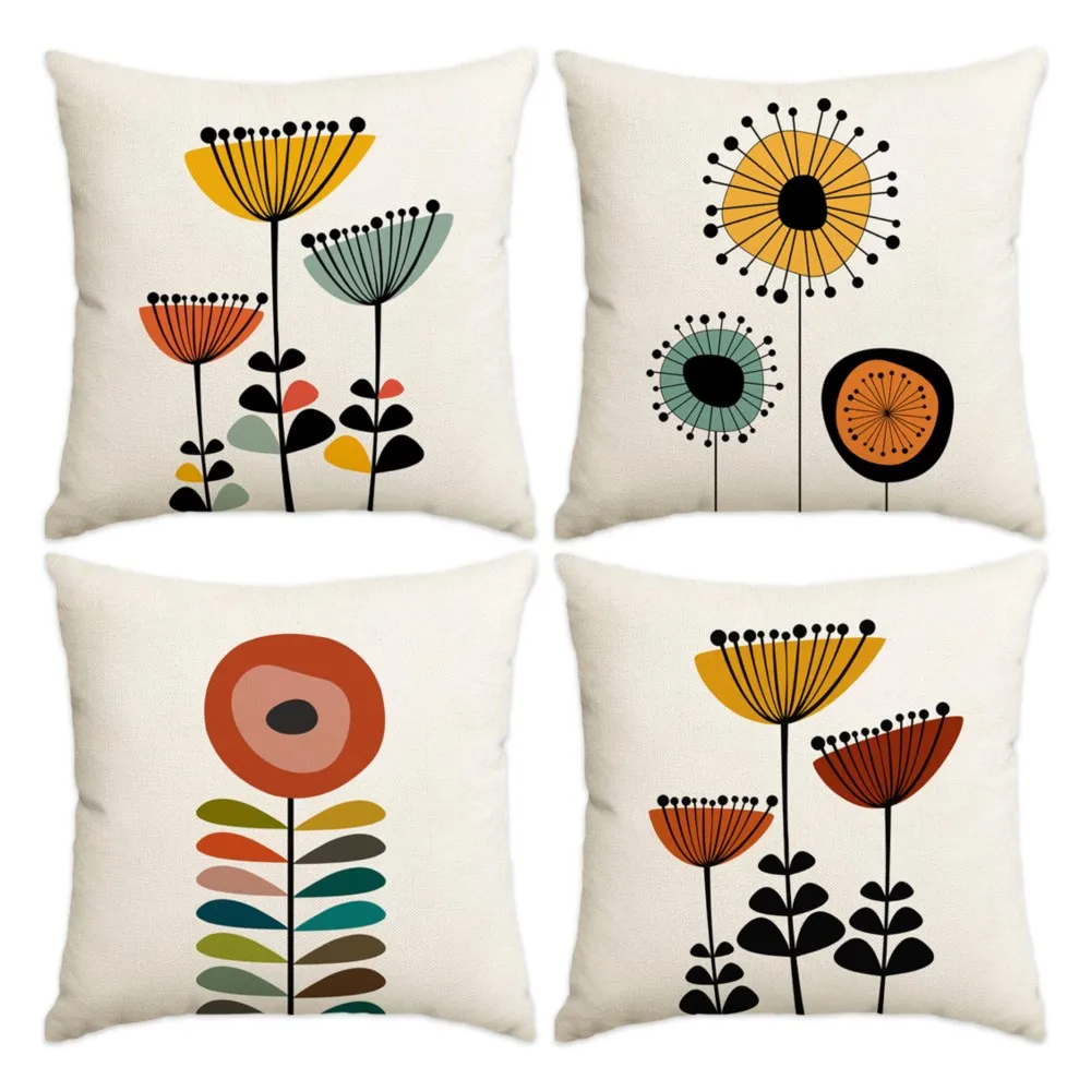 1Pc Personalized Floral and Plant Printed Pattern Throw Pillow, Double-Sided Design, Soft Plush Cushion with Insert,Perfect Gift
