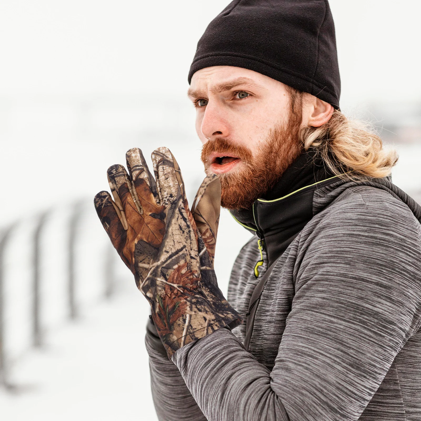 단열 사냥 장갑 남성 방수 겨울 따뜻한 위장 스노우 스키 자전거 야외 스포츠 장비 따뜻한 사냥 장갑