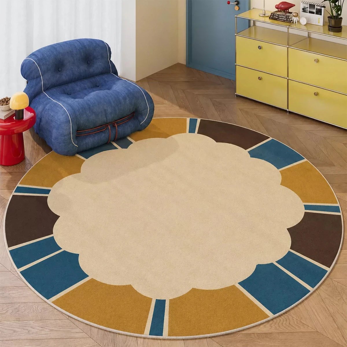 Fashion Minimalism Round Mats Living Room Carpet Anti-slip Floor Mat Washable Rug Bedroom Mats Home Decoration Alfombra Redonda