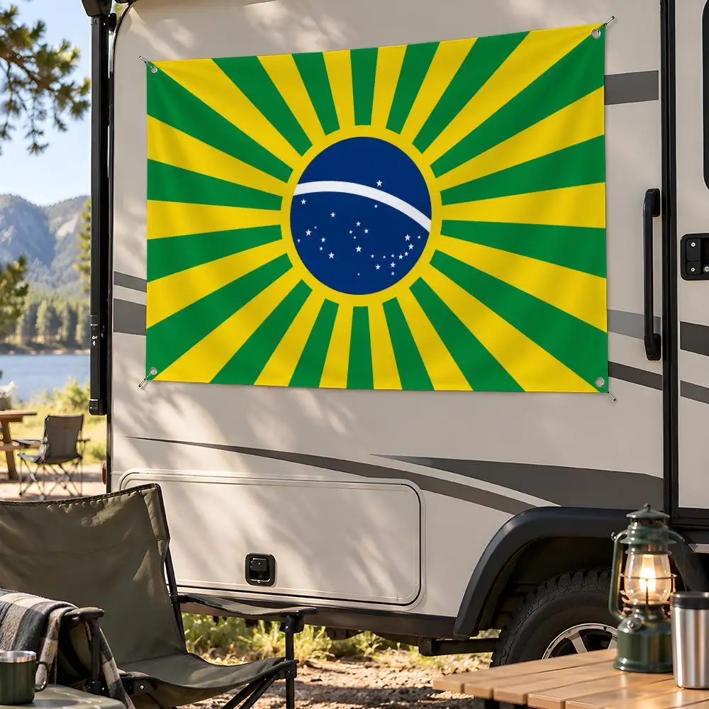 Flag National Brazil Flags Fan Flag Banner Wall Hanging Outdoor Yard Camping Dorm Garage Party Home Decor Gift
