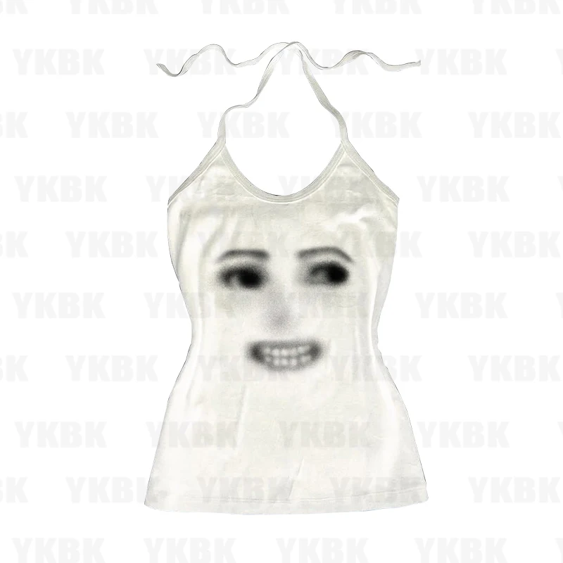 Y2k Crop Cat Cute Top Punk Graphic T-shirts Street Hot Girl 2000s Smil Face Sweet Slim Tees Harajuku Summer Women Top Gothic