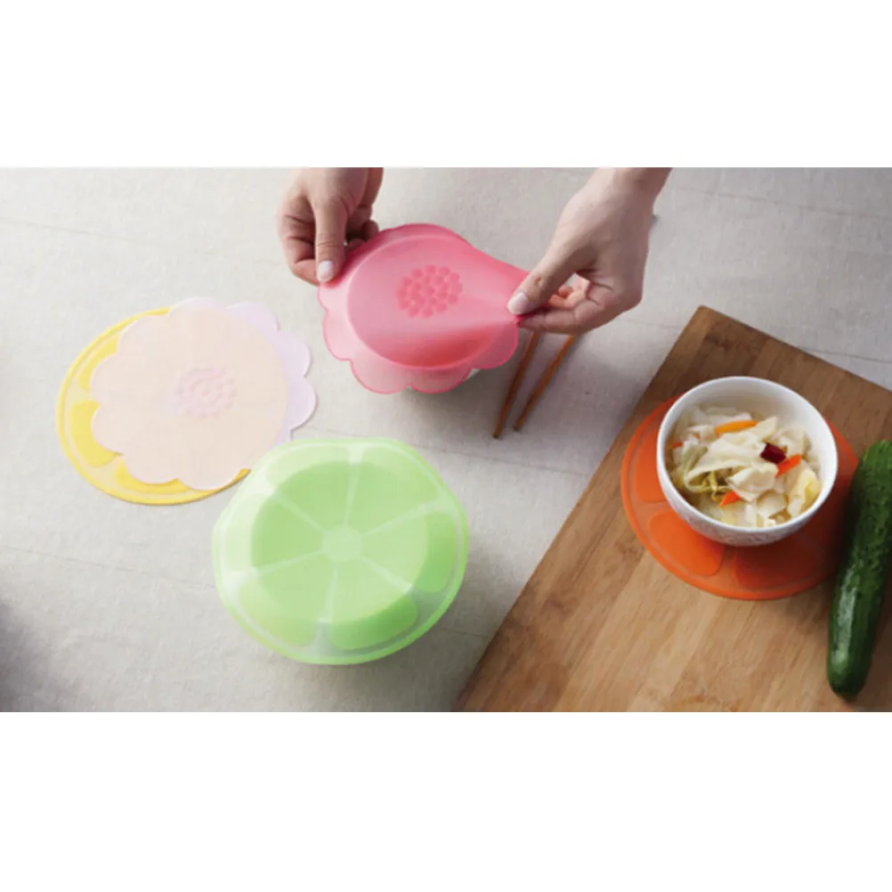 3Pcs Silicone Bowl Covers Stretchable Seal Wraps Reusable Leakproof Food Storage Lids Fresh Keeping Film Silicone