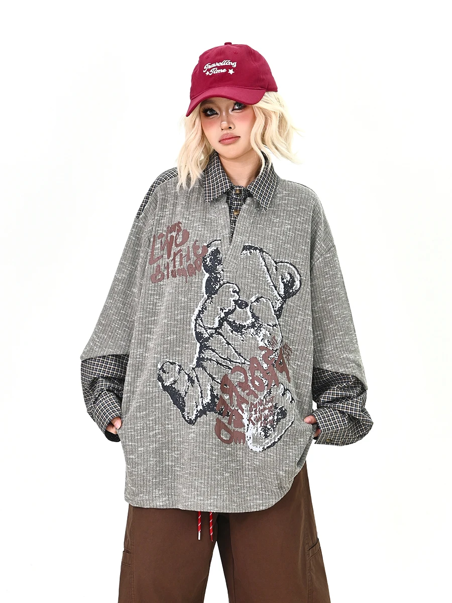 

Свободная женская рубашка с длинным рукавом в американском ретро-стиле, модный весенний топ, новинка, легкий уход, неэластичная ткань