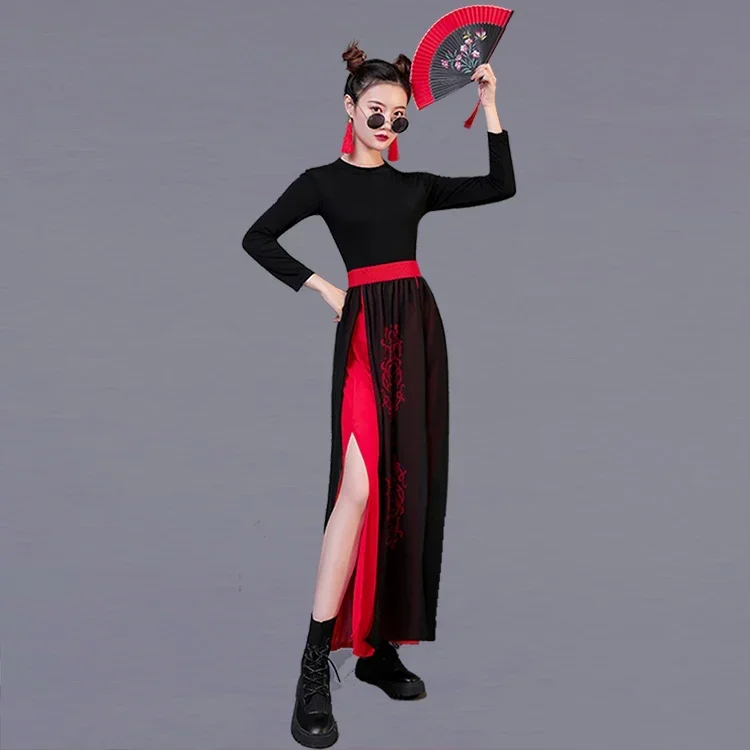 중국 스타일 양코 무용복, 클래식 재즈 댄스, 현대 무용 연습 세트, 전통 동양 한푸 양코 원피스