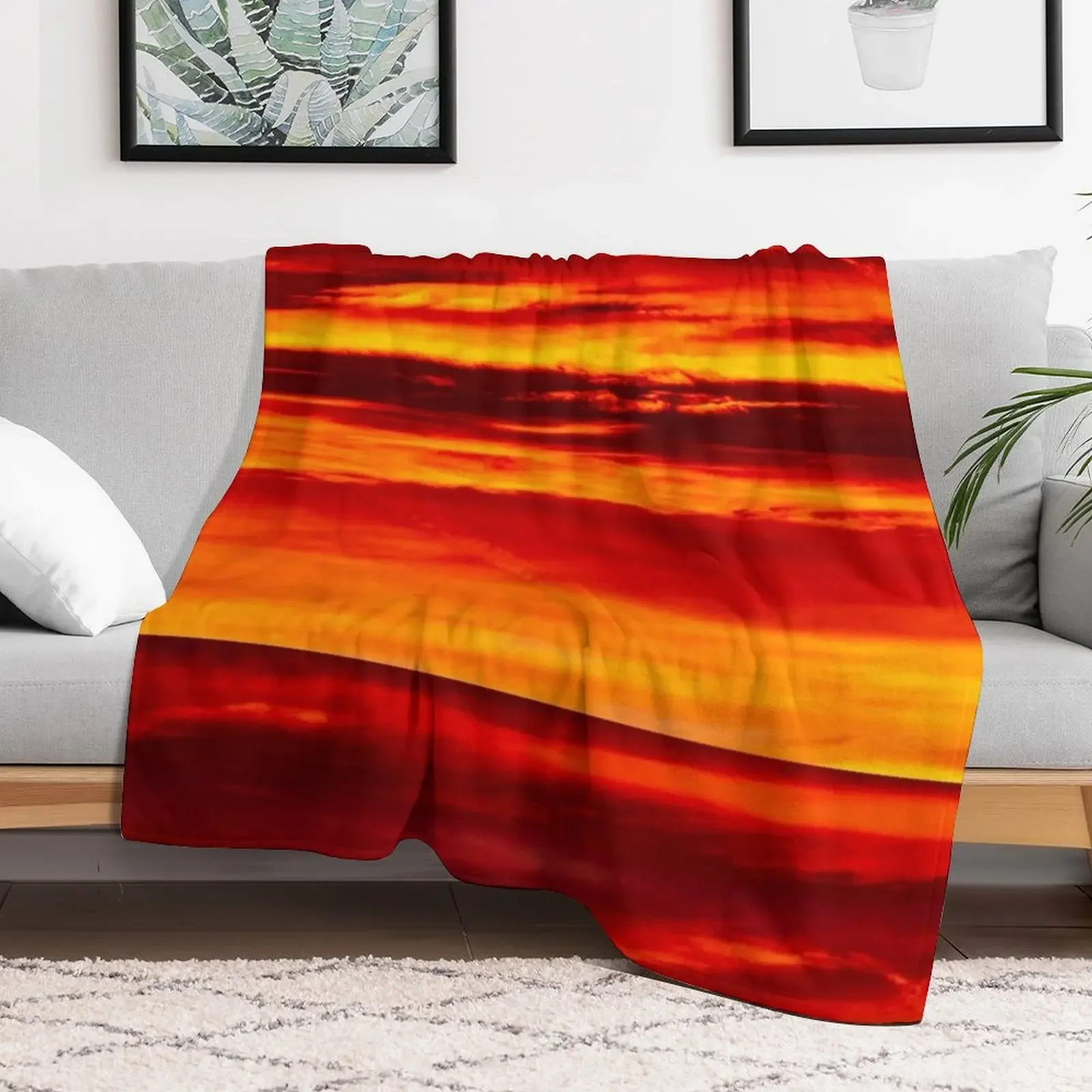 Coperta da tiro con texture arancione al tramonto Flanelle polari Bellissime coperte sottili