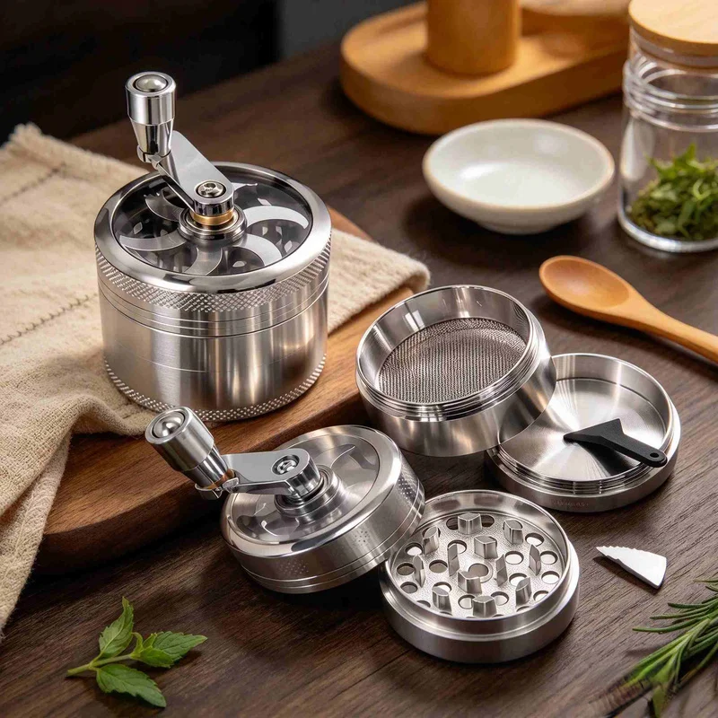 Hand Operated Spice Mill, Portable Manual Grinder Tool for Peppercorn, Rock Salt, Ginger and Nutmeg Mashing