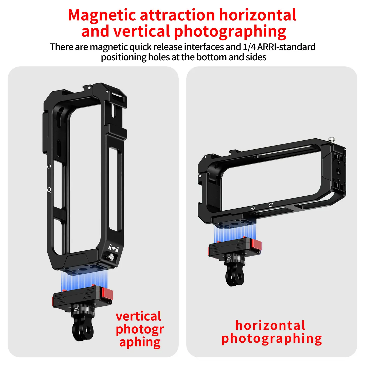 Kamerakäfig für Insta360 X4 Air 360 Kamera, drehbarer Stativadapter, Cold Shoe Halterung, Erweiterung, Lichthalterung, Selfie Stick Halterung – Detail 17