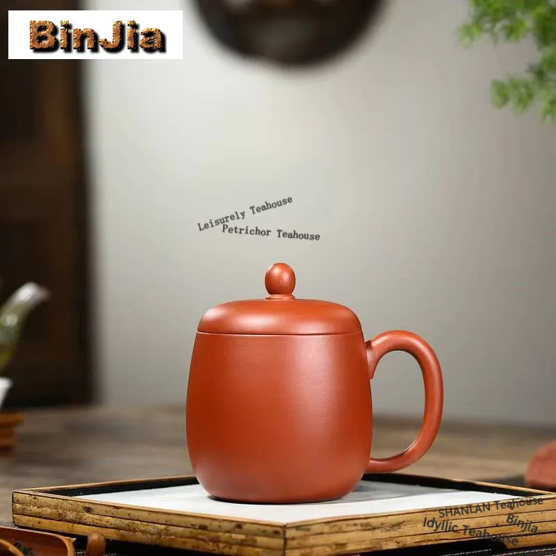 

380 мл Исин Фиолетовая глиняная чайная кружка Ручная работа Крытая чашка Сырая руда Чжу грязь Чайник Китайский чайный сервиз Цзыша Товары для кафе по индивидуальному заказу