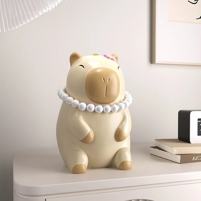 Cute Room Luminous Ornament Cartoon Capybara Sculpture Nordic Living Room Children's Room Study Desk Decoration Creative Gift
