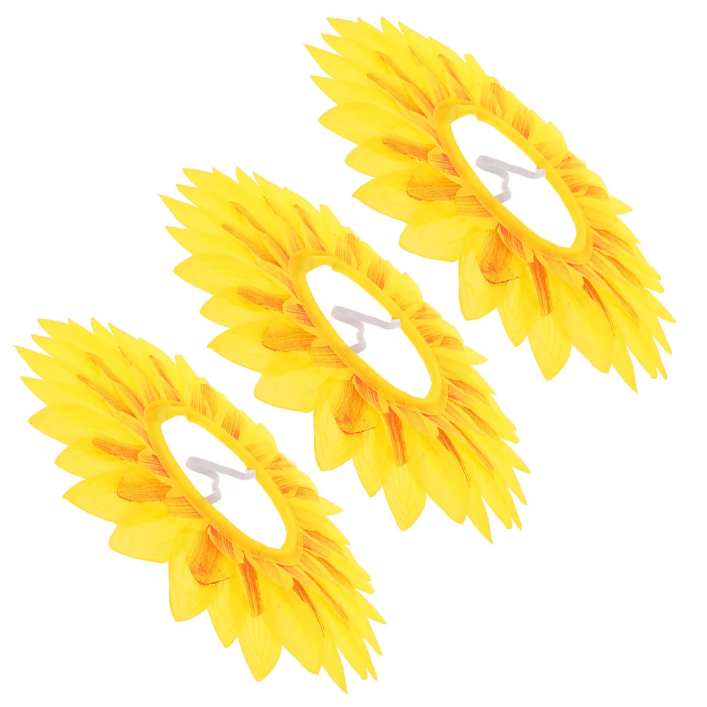 3 szt. Nakrycie głowy w kształcie słonecznika, lekki materiał, zabawny kostium na występy szkolne, imprezy w zoo, przyjęcia urodzinowe, motyw słonecznika