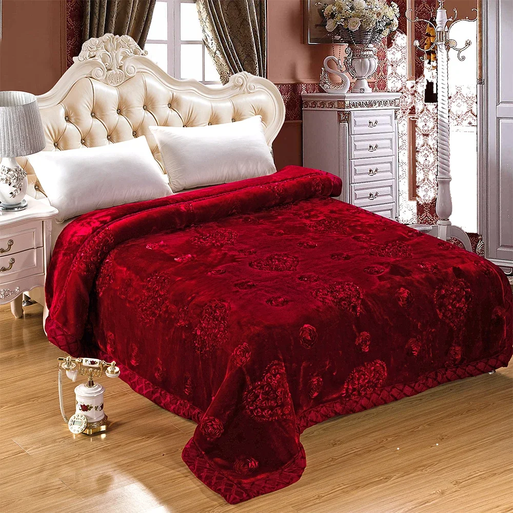Double Layers Raschel Mink Blankets 5 KGS 11Lbs Soft Warm Fluffy Wedding Decor Bedding Bedspread Wedding Gift Bed Blankets