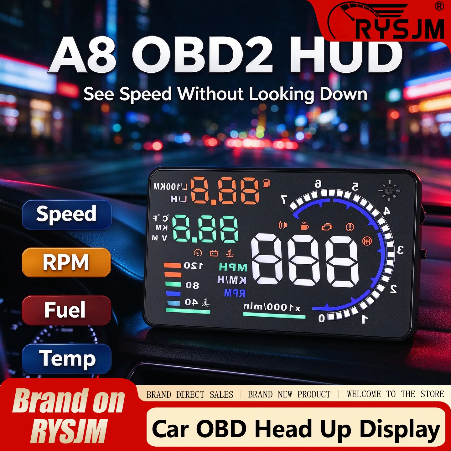 A8 Car HUD Head Up Display 5.5