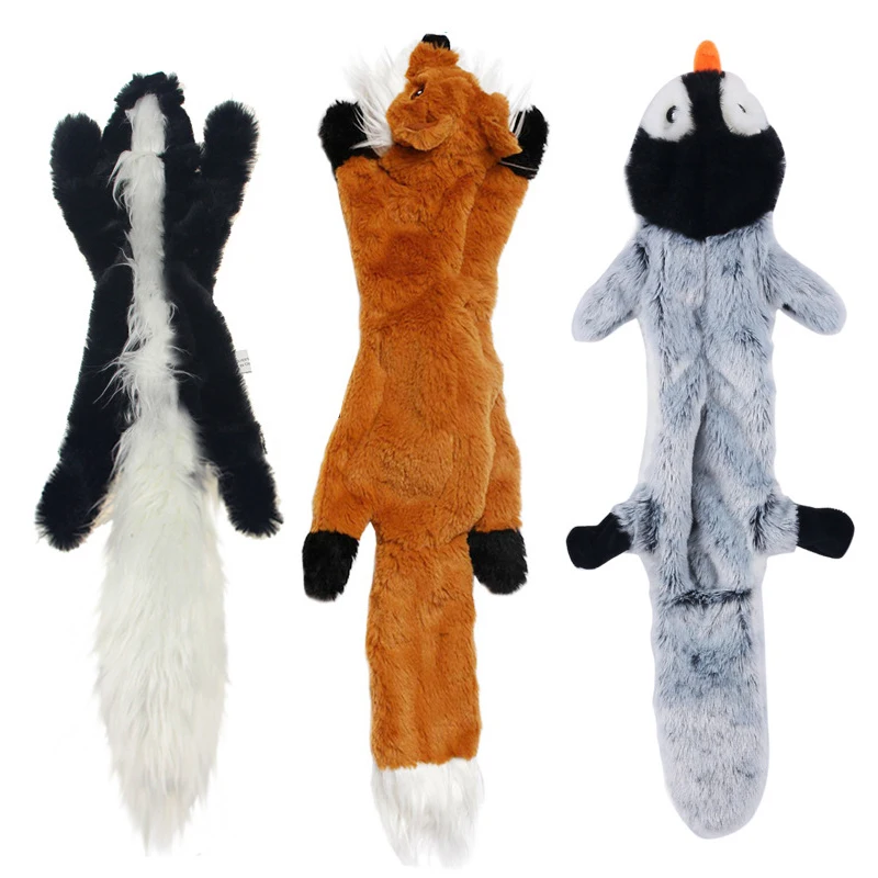 Cute Plush Toys Squeak Pet Wolf Rabbit Animal Plush Toys Dog Chew Squeaky Whistling Involved Squirrel Dog Toy Funny Pet Products