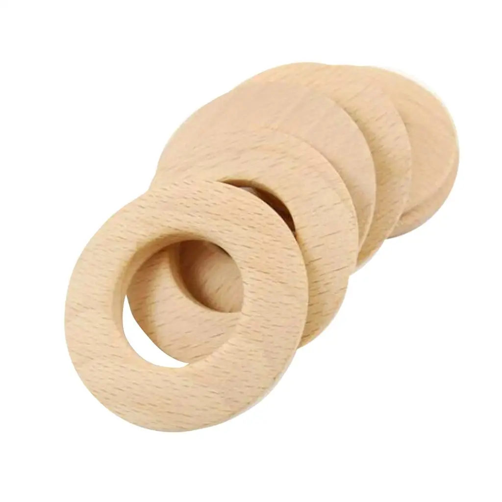 6Pcs Natural Blank Wood Rings Unfinished for DIY Projects Pendant Connectors 50mm