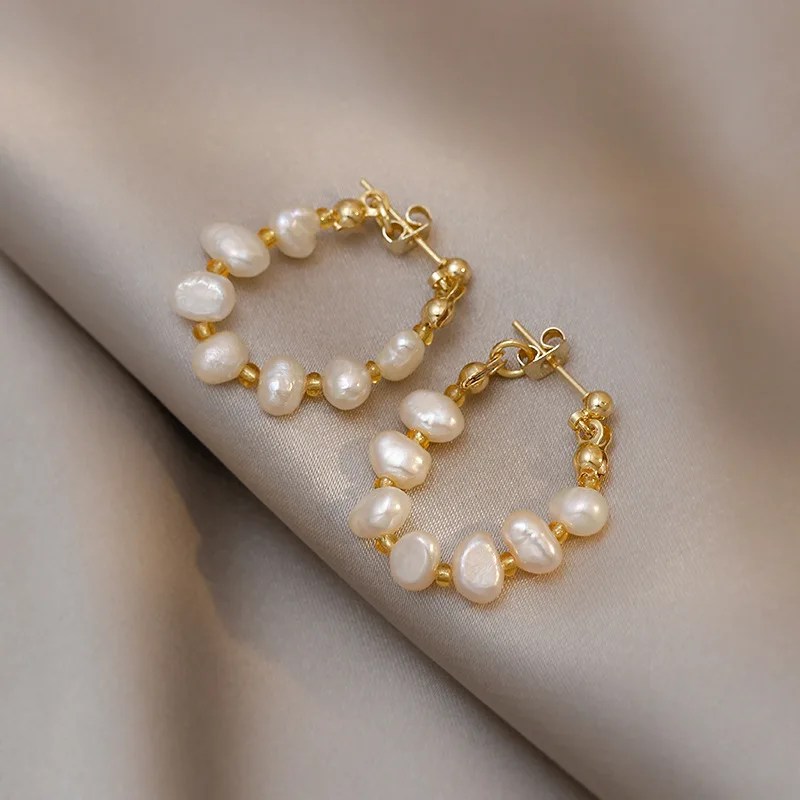Pendientes colgantes de perlas de agua dulce barrocas de estilo coreano YWYC de 4-5mm para mujer, pendientes de plata de ley 925, regalo de joyería