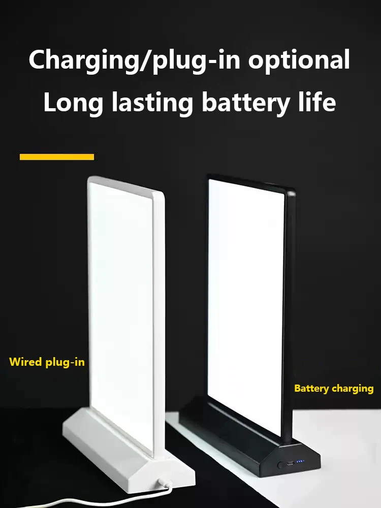 Rechargeable A4 Desktop Advertising Light Box Dimmer Acrylic Flashing Led Light Table Menu Restaurant Card Display Holder Stand