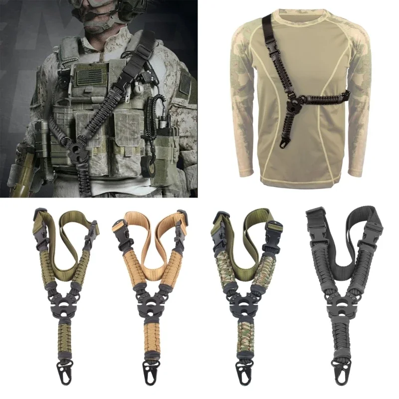 Nylon Webbing Durable Rifles Sling Tactical Single Point Gun Holder Belt Quickly Adjust Length Shoulder Strap for Hunting AR 15