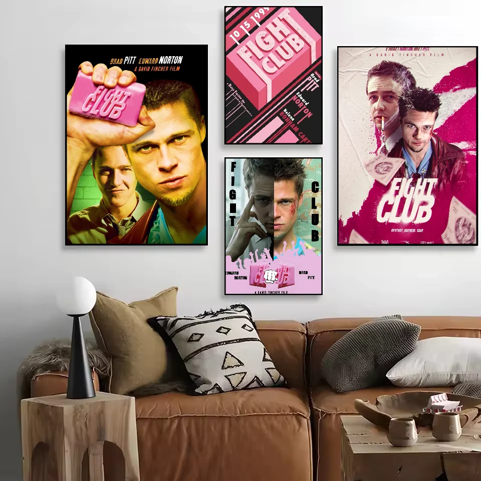 Movie Fight Club Classic Poster HD Art Sticky Wall Waterproof Home Living Room Bedroom Bar Aesthetic Decoration