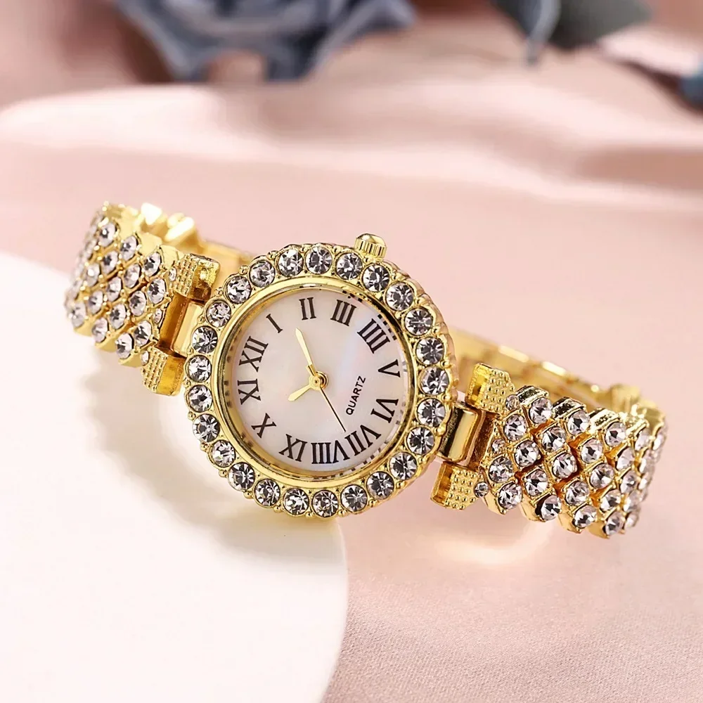 Cinturino Gypsophila Orologi alla moda da donna Semplice cielo stellato Quadrante Orologio al quarzo di lusso Orologio da donna Orologio da polso con puntatore in oro rosa