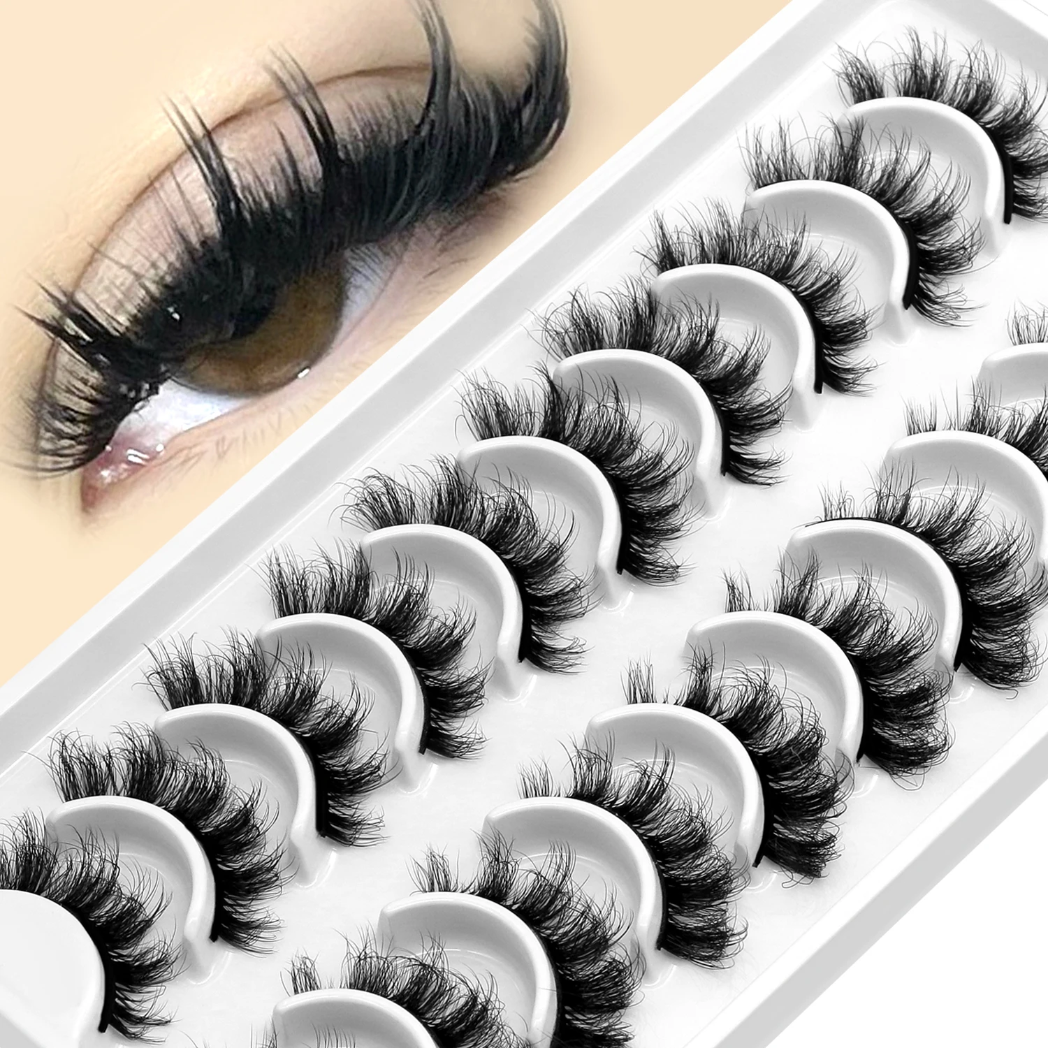 Lasvirey رقيق الرموش وهمية 5D رقيق حجم القط رموش الطبيعية طويلة لينة Wispy كامل قطاع جلدة فو المنك جلدة ماكياج