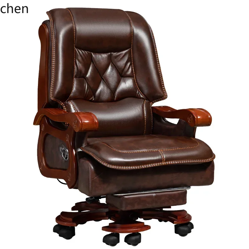 B18-boss Office Chair Office Comfortable Sedentary Computer Chair Home Reclining Seat Business LeatherN4