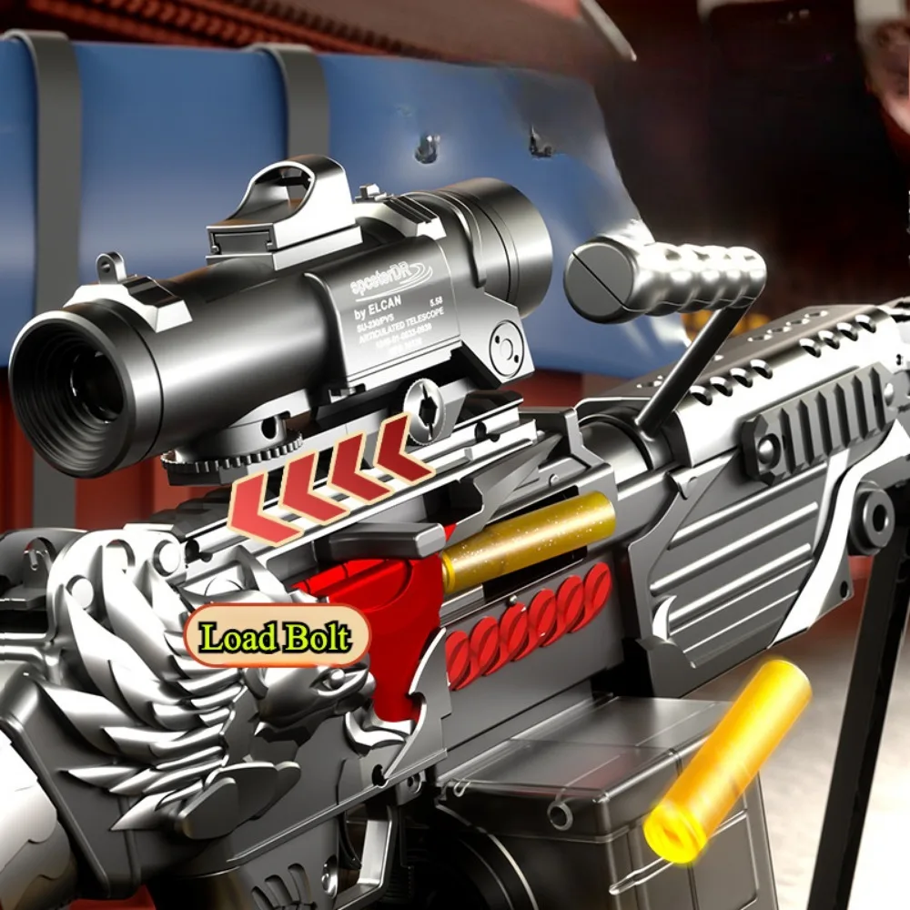 M249 Soft Bullet Gun with Shell Ejection Function Manual Automatic Mode Safe Toy for Outdoor Team Shooting Games Summer Activity