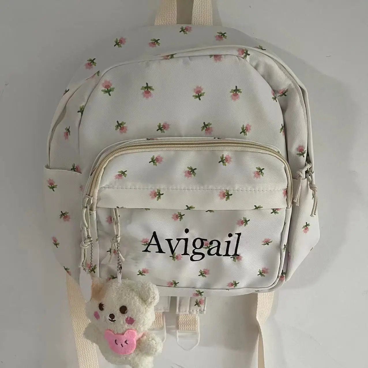 

Floral Backpack Personalised Embroidery Name Kawaii Girls Casual Daypack Ladies Rucksack Unique Gift for Young Ladies Handbags