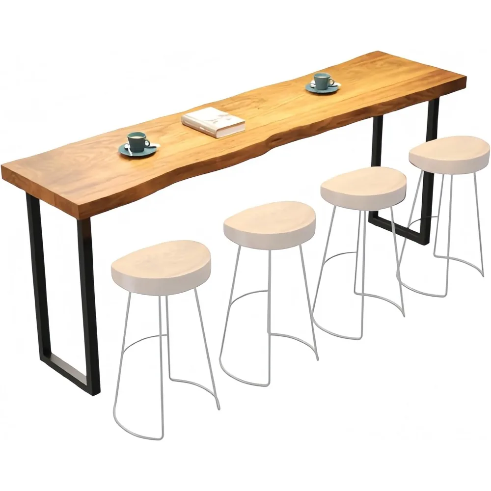 

Wooden Bar Table, Narrow Rectangular Pub Counter Table with High Top for Bistro Window Areas Dinning Table Coffee Shop Small Spa