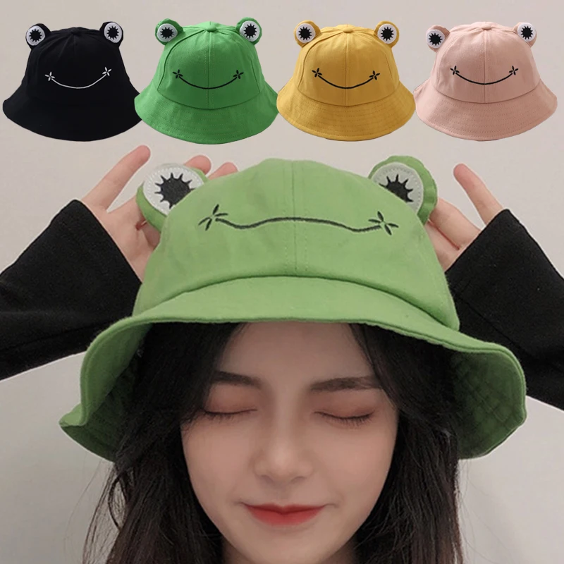 Parent-Kid Cartoon Frog Eyes Bucket Hat Women Summer Autumn Cute Froggy Sun Hats Panama Cap Outdoor Fishing Sunscreen Bob Caps