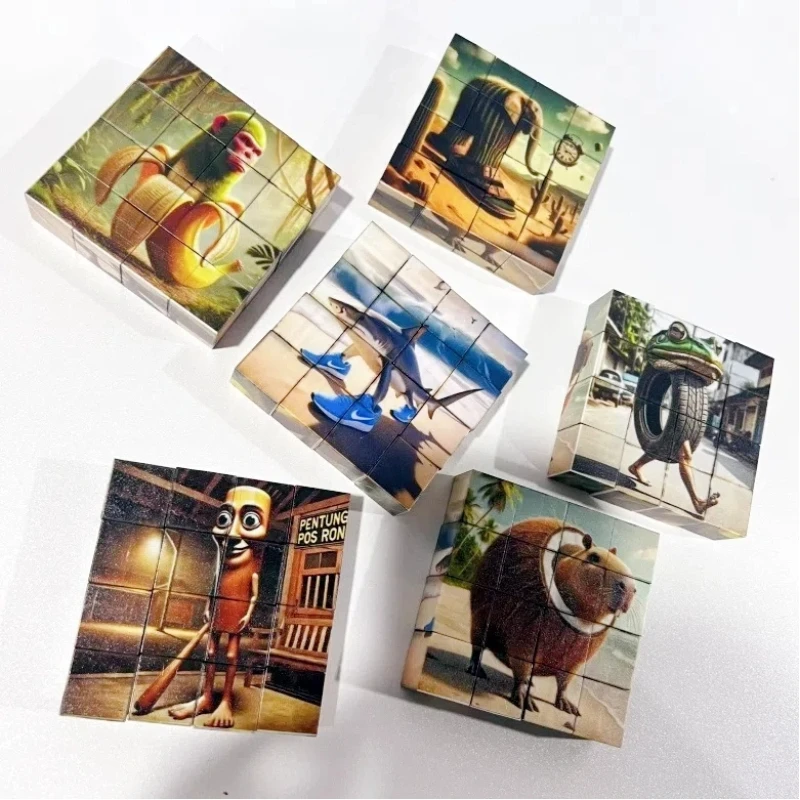 

16pcs/set of Italian Brainrot Cartoon Puzzle Magnetic Block Toys Tung Tung Sahur Funny Meme Anime Creative Block Gifts