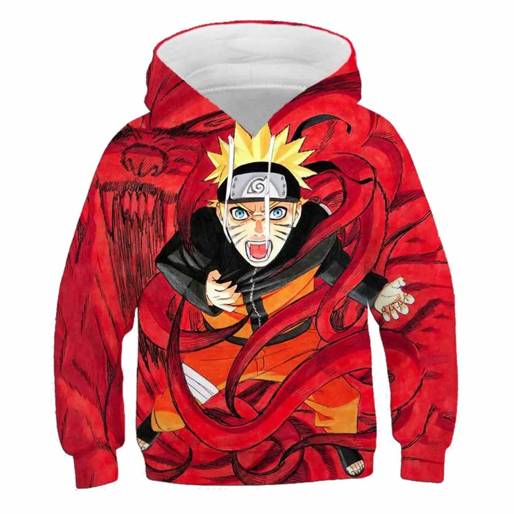 2024 New Japanese Anime Naruto Role-playing Costume Boy Hoodie Sweatshirt Hat Children's Top Harajuku Street Wear