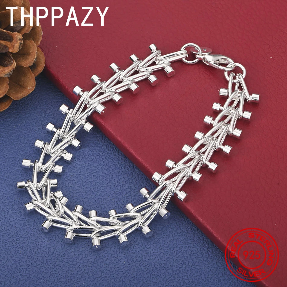 

THPPAZY 925 Sterling Silver Fishbone Bracelet Hot Selling Fashion Trend Gift For Birthday Christmas Party Exquisite Jewelry Gift