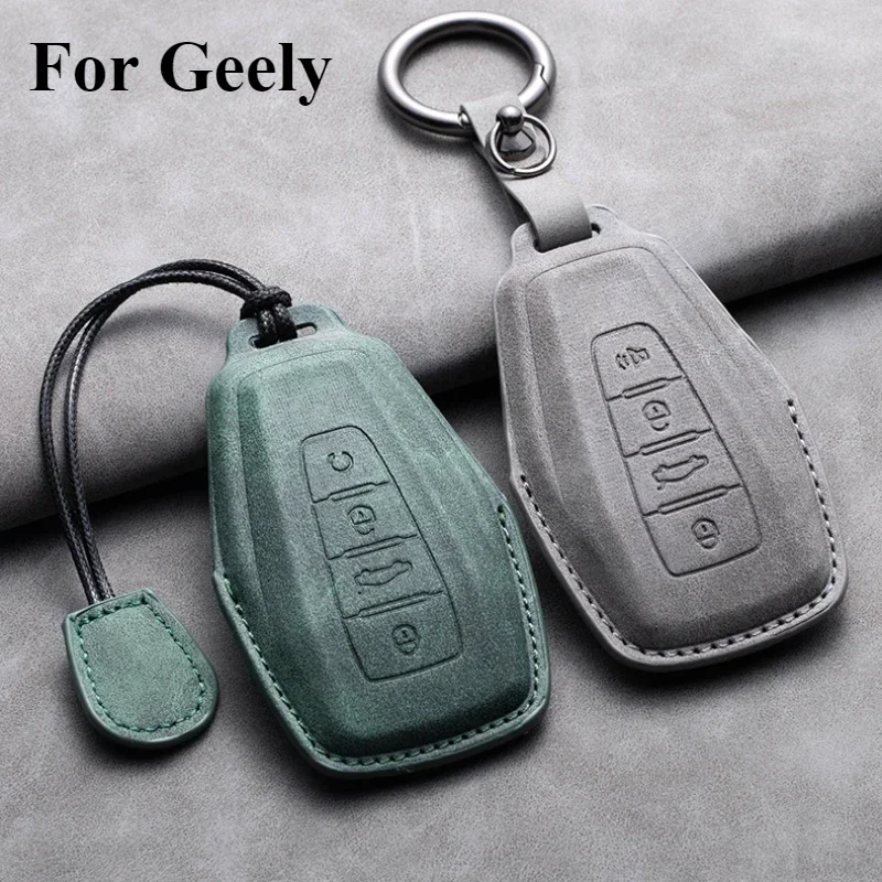 Car Key Case Cover For Geely Emgrand X6 X7 EX7 Coolray Global Hawk GX7 Emgrand 7 GX3 Leather Car Key Shell Accessories