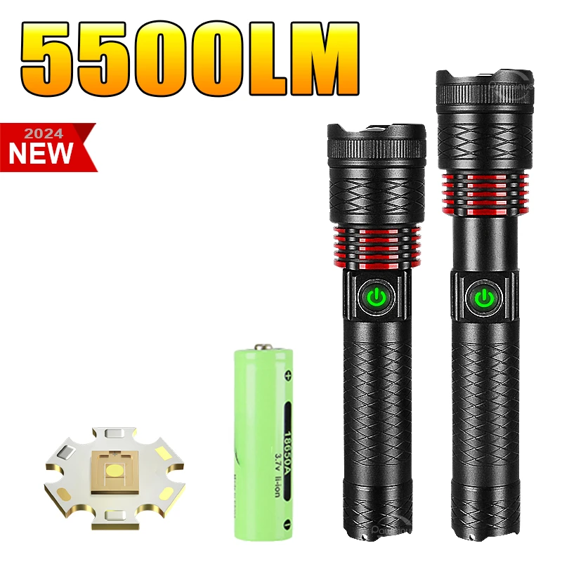 2600mAh White Laser Ultra Powerful LED Flashlight USB Rechargeable 1000M Zoom Torch Tactical Lantern Work 12 Hours Hand Lamp