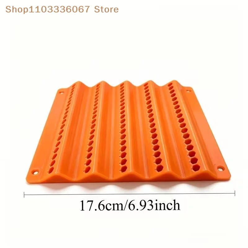 【HLS】Damage Free Wall-Mounted Orange Multi-Size Drill Bit Holder Tool Organizer for Garage Storage