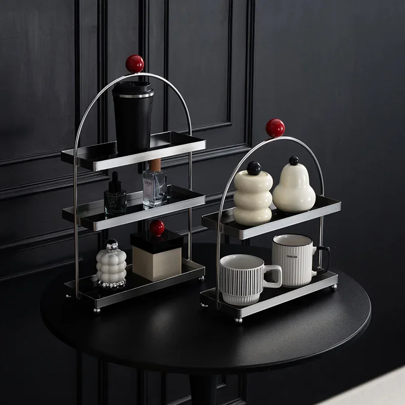 Stainless steel storage rack multi-layer desktop cup holder bathroom living room cosmetics storage rack bathroom shelves  shelf