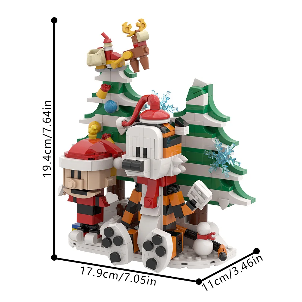 Gobricks MOC Calvined en Hobbes Bricks Model Klassieke Comic Book Figuur Cartoon Tijger Bouwstenen Montage Speelgoed Kinderen Geschenken
