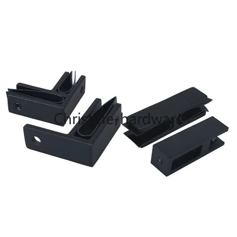 Marine Grade Railing Wall Pair Glass Clamp Black Stainless Steel Glass Bracket, Satin Finish Railing Glass Clamp Bracket for Fen
