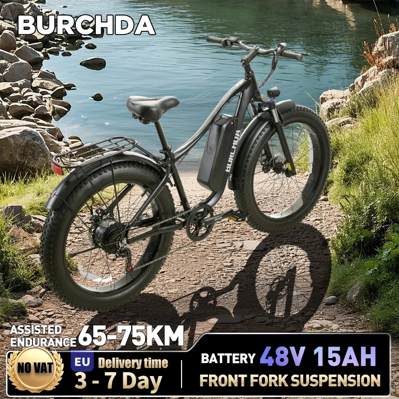 BURCHDA RX02 26 Zoll 4.0 Fat Tire E-Bike Mountainbike Elektrofahrrad 48V15AH Lithium-Akku Elektrofahrrad für Erwachsene Motorrad