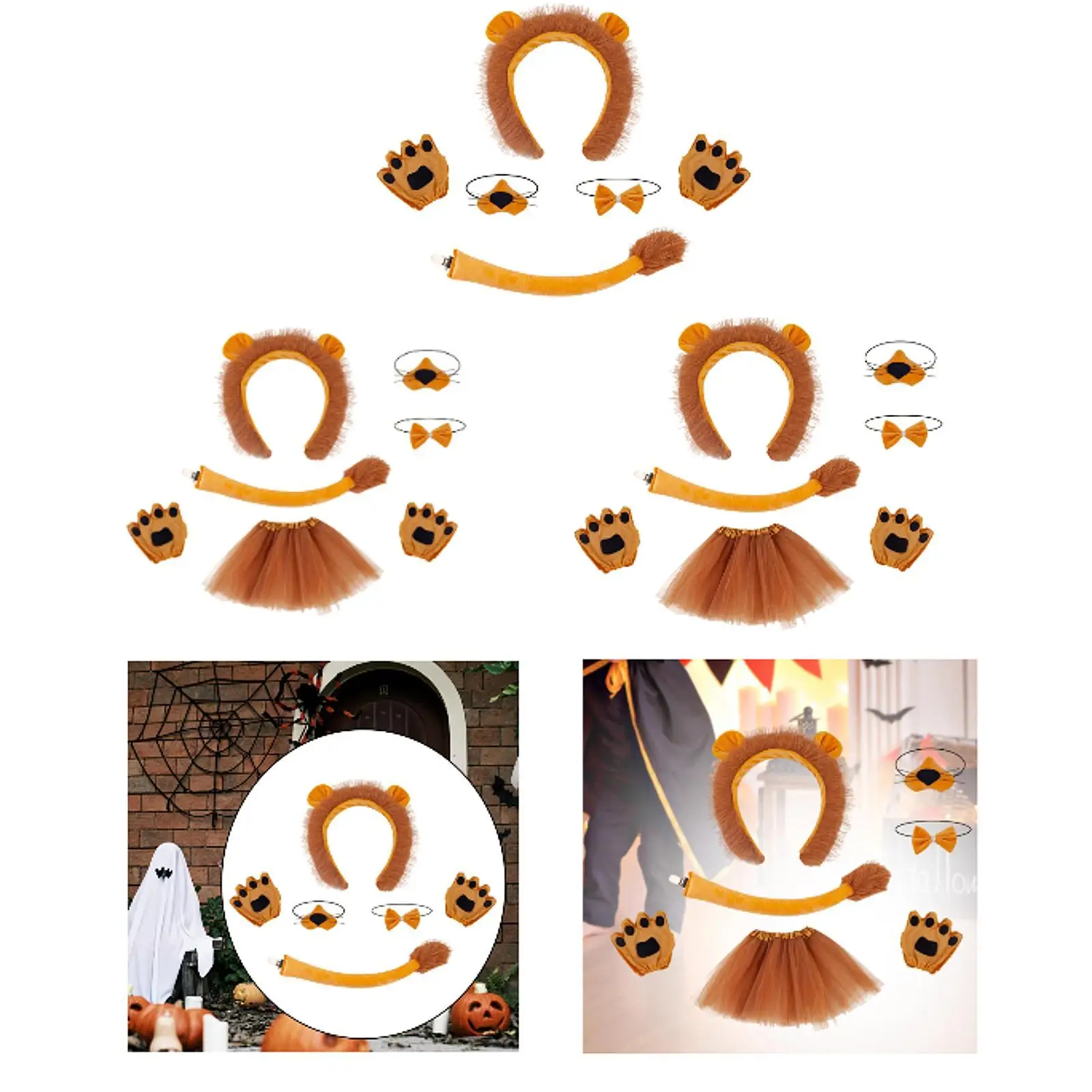 

Lion Ears Noise Bow Tie Tail Palms Set Novelty Decor Cosplay for Birthday Gift