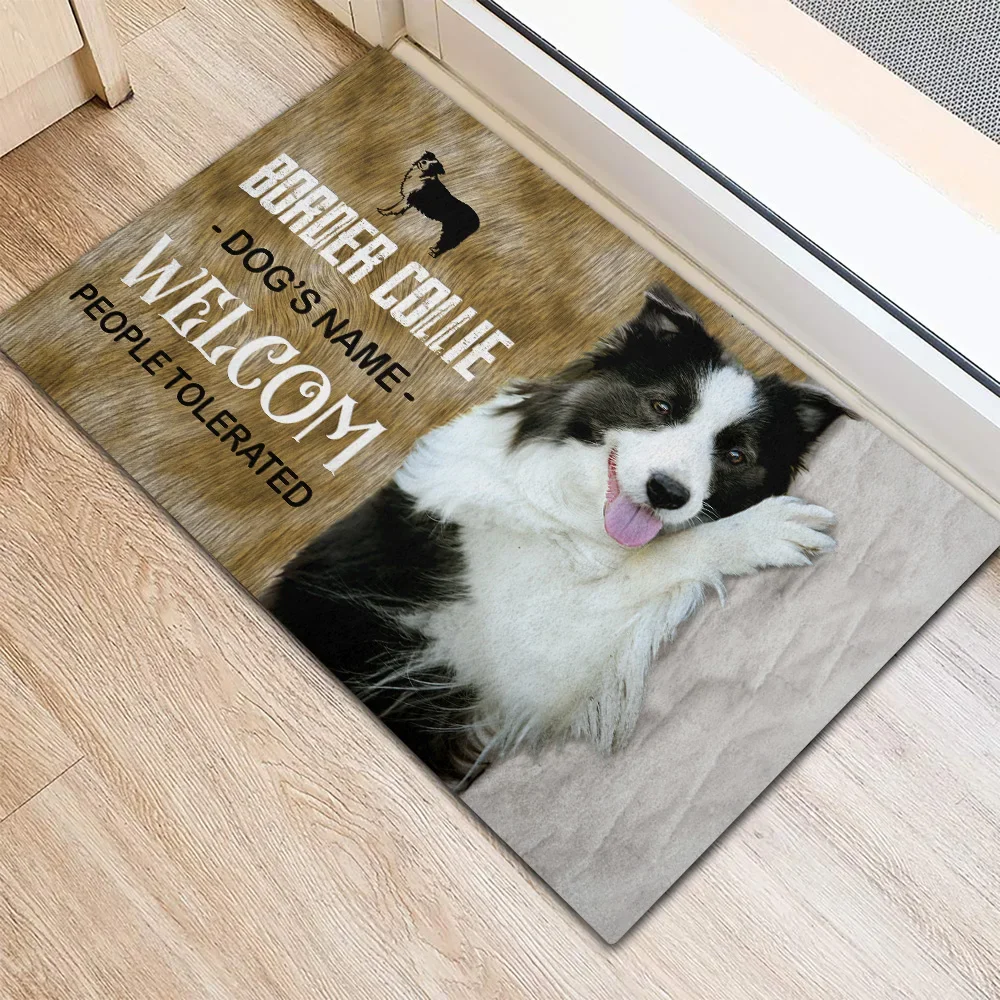 CLOOCL Pet Dog Border Collie Doormat Decor 3D Print Animal Doormat Absorbent Doormat Non-Slip Carpet for Bathroom Living Room