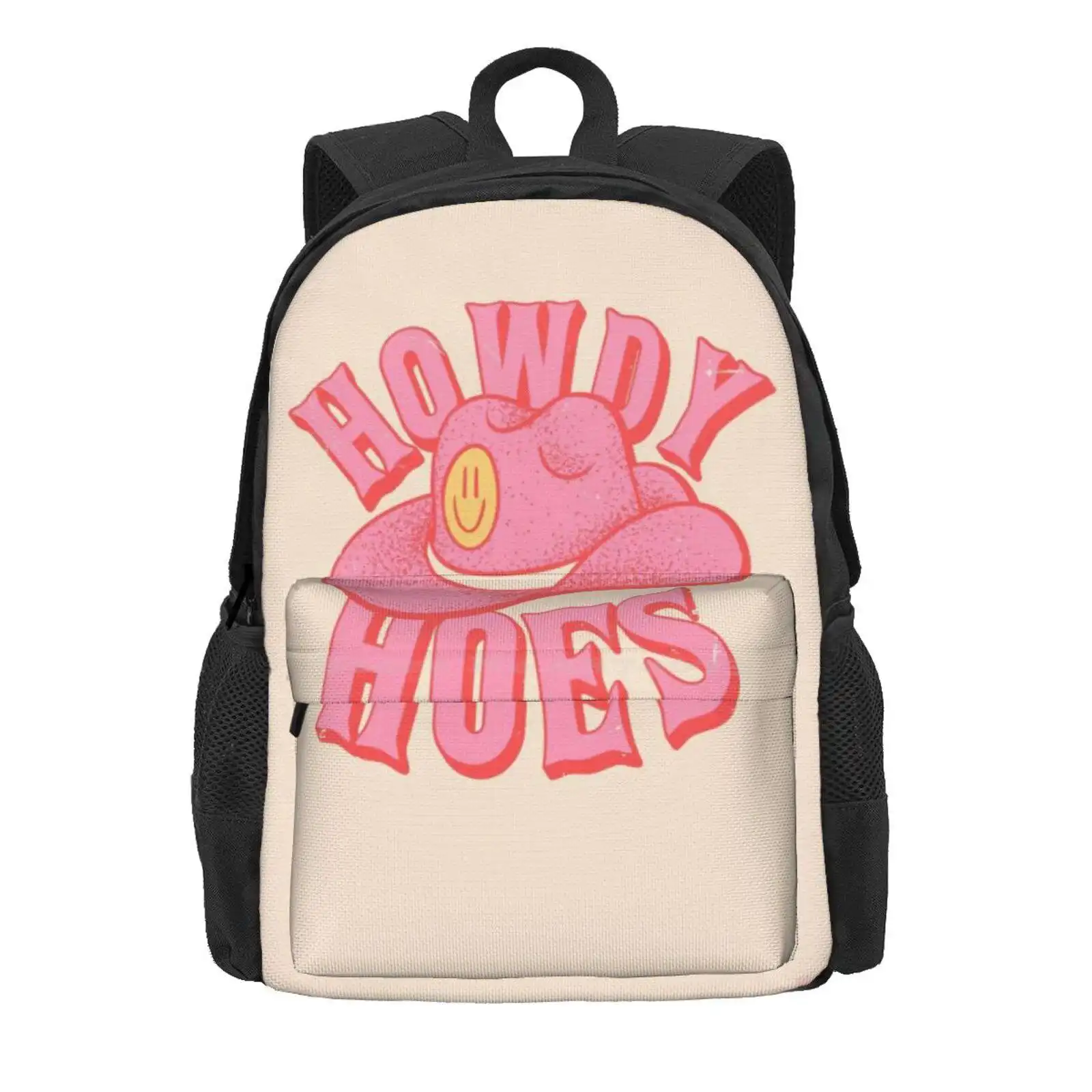 Howdy Hoes | Pink Cowboy Cowgirl Rodeo Hat Preppy Aesthetic | Meme Howdy Y'All | White Background Hot Sale Schoolbag