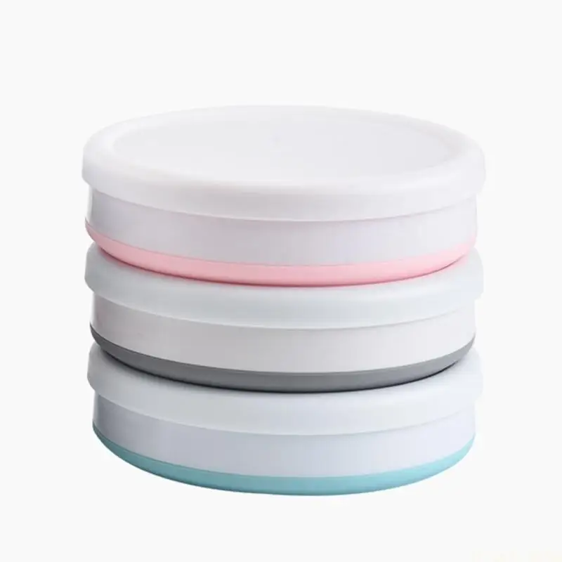 

M5TC 2Pcs Large Capacity Silicone Folding Container Camping Travel Outdoor Bowl With Lid Portable Tableware Bowls