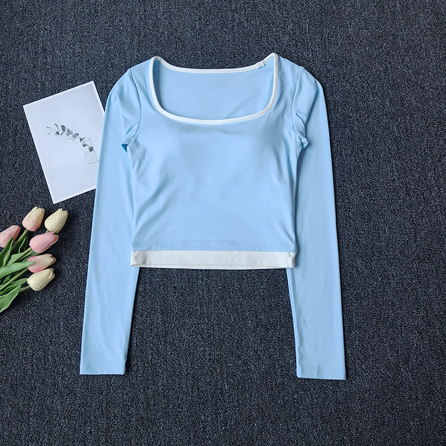 

Women Yoga Round Neck Long Sleeve Shirts High Elastic Breathable T-shirt Outdoor Sports Fitness Gym Workout Pilate Slim Top Suit