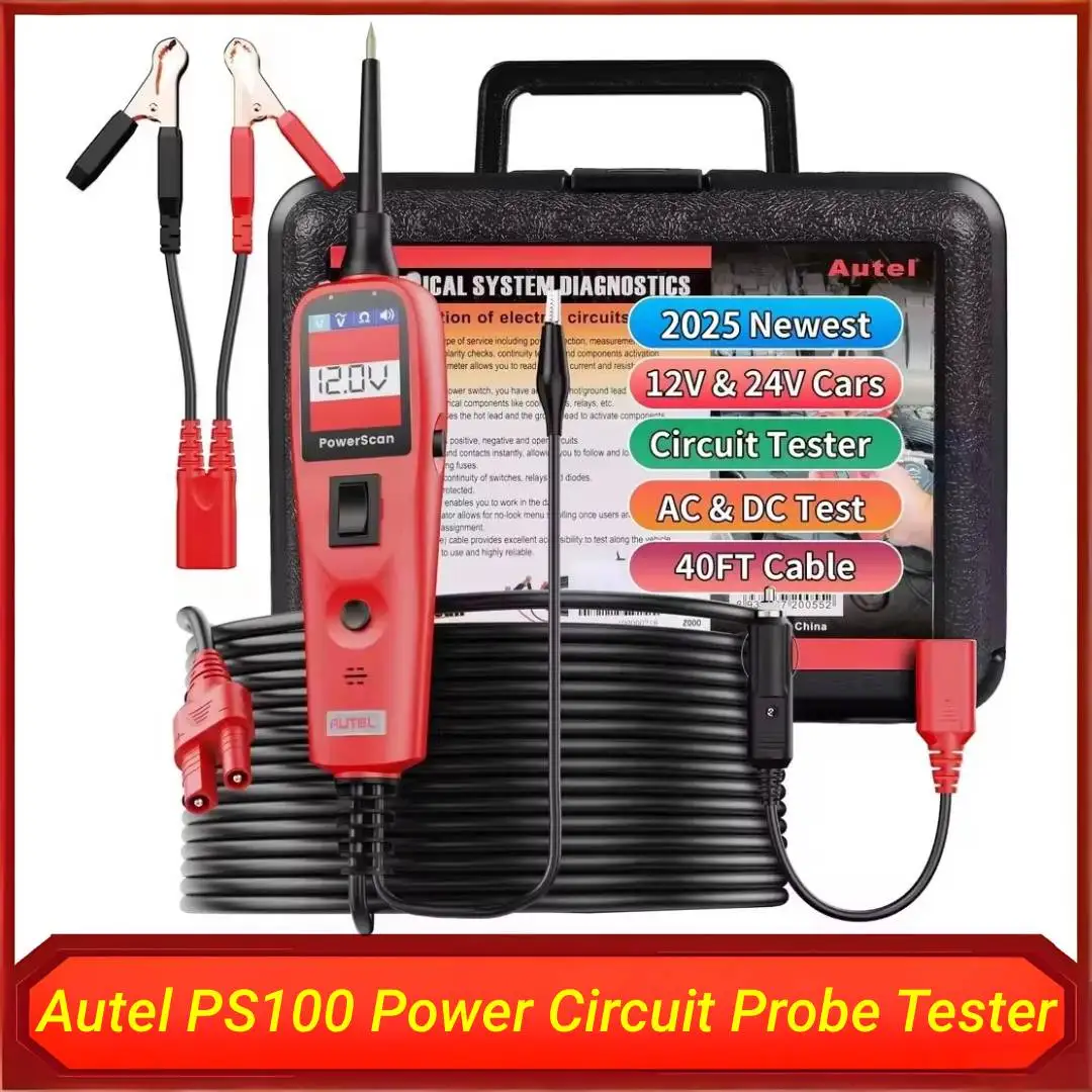 Autel PS100 Power Circuit Probe Tester Automotive 12V 24V Electrical System Diagnostic Power Scan Tool Read Digital Volt Meter